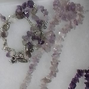 New 3pcs.Genuine Amethyst Gemstones Necklace Set
